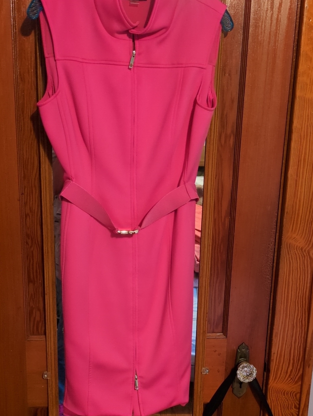 Tommy Hilfiger Hot Pink Midi Sheath Dress with Belt